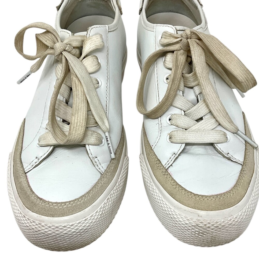 rag & bone Army Low Sneakers White EUR Size 38 US 8 Casual Lace Up Leather - Picture 3 of 12